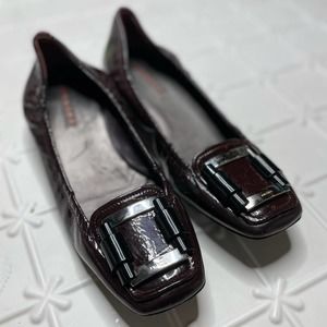 Prada Dark Plum Patent Leather Ballet Flat Buckle EU size 39 VTG/Y2K